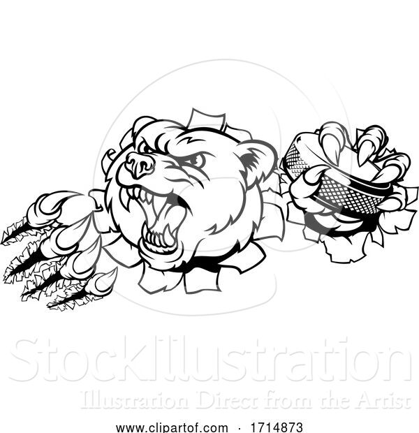 Vector Illustration of Bear Ice Hockey Player Animal Sports Mascot