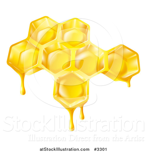 Vector Illustration of Bee Honey Dripping off of Combs