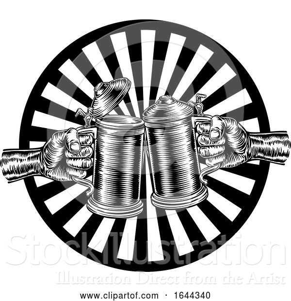 Vector Illustration of Beer Stein German Oktoberfest Pint Tankard Mugs