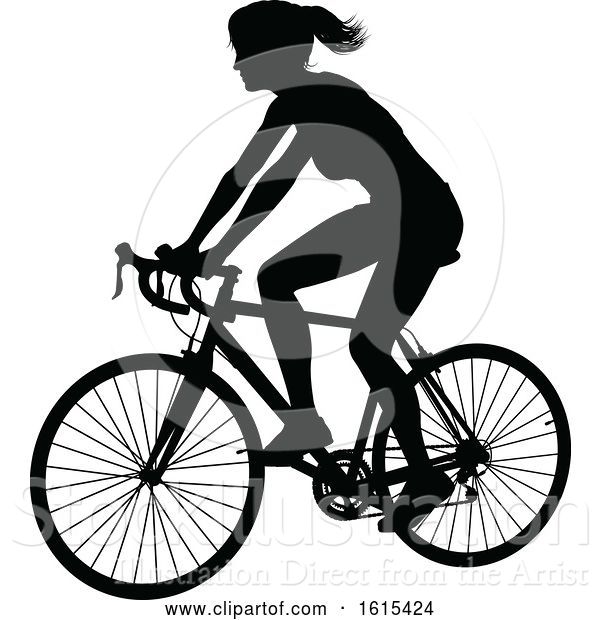 Vector Illustration of Bicycle Riding Bike Cyclist Silhouettes