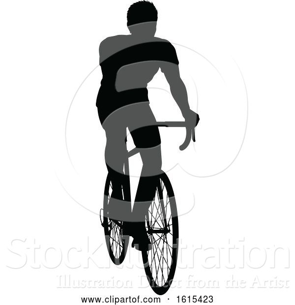 Vector Illustration of Bicycle Riding Bike Cyclist Silhouettes