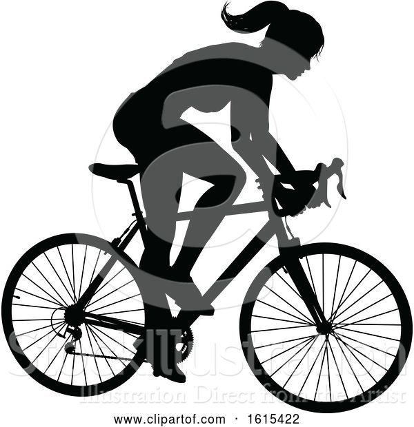 Vector Illustration of Bicycle Riding Bike Cyclist Silhouettes