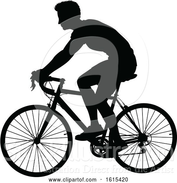 Vector Illustration of Bicycle Riding Bike Cyclist Silhouettes