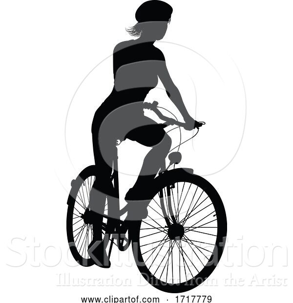 Vector Illustration of Bike and Bicyclist Silhouette