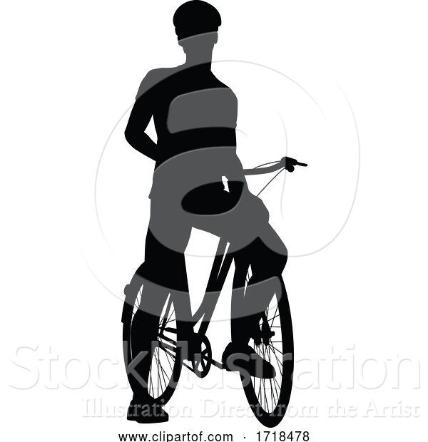 Vector Illustration of Bike and Bicyclist Silhouette