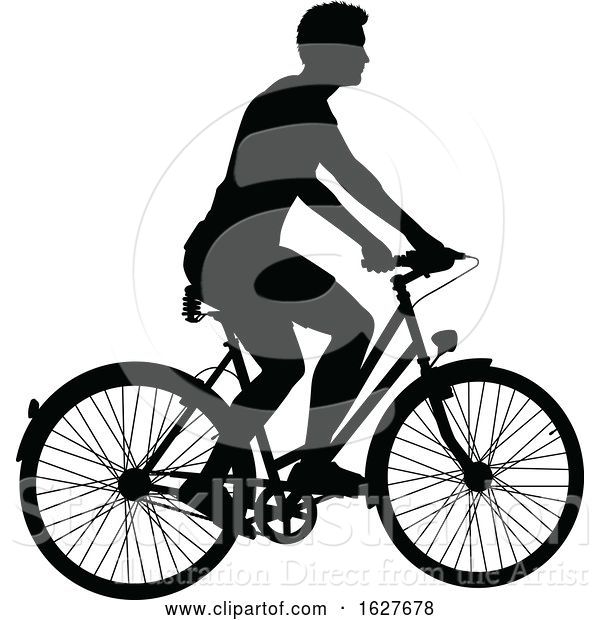 Vector Illustration of Bike Cyclist Riding Bicycle Silhouette