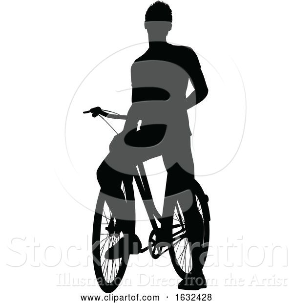 Vector Illustration of Bike Cyclist Riding Bicycle Silhouette