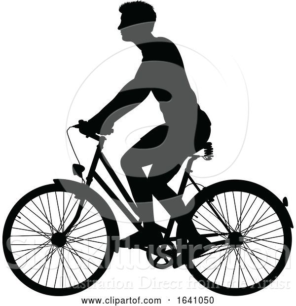 Vector Illustration of Bike Cyclist Riding Bicycle Silhouette