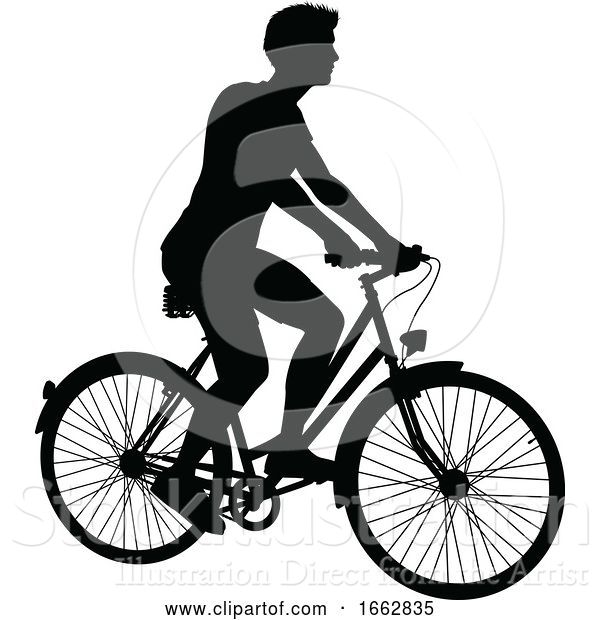 Vector Illustration of Bike Cyclist Riding Bicycle Silhouette