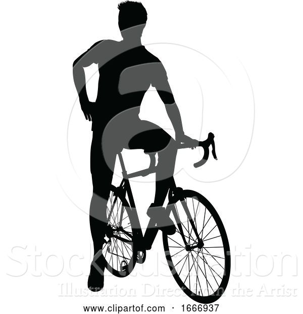 Vector Illustration of Bike Cyclist Riding Bicycle Silhouette