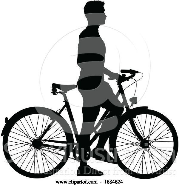 Vector Illustration of Bike Cyclist Riding Bicycle Silhouette