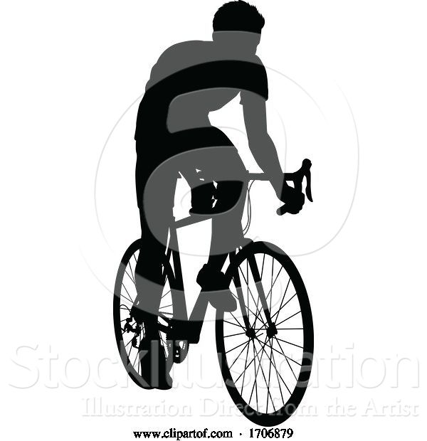 Vector Illustration of Bike Cyclist Riding Bicycle Silhouette