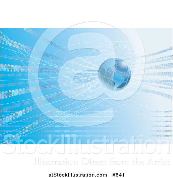 Vector Illustration of Binary Code Surrounding Blue Earth