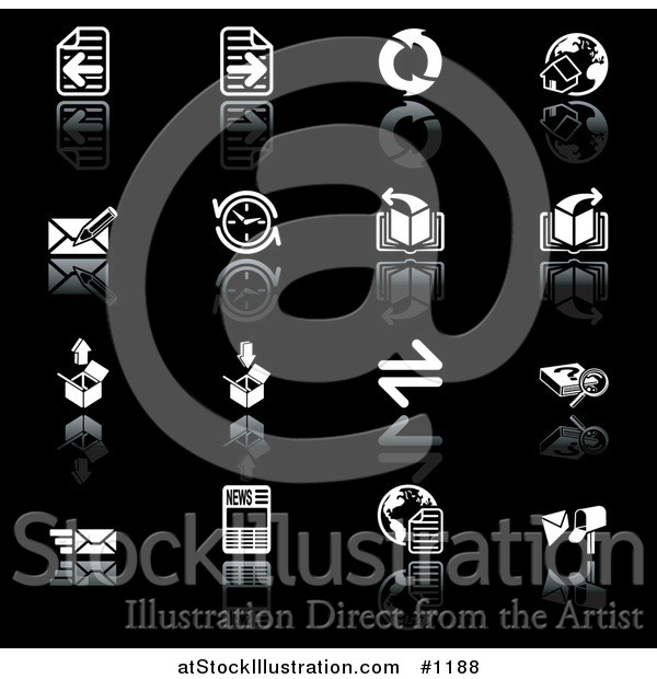 Vector Illustration of Black and White Browser Icons of Refresh Arrows