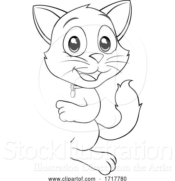 Vector Illustration of Black and White Cat