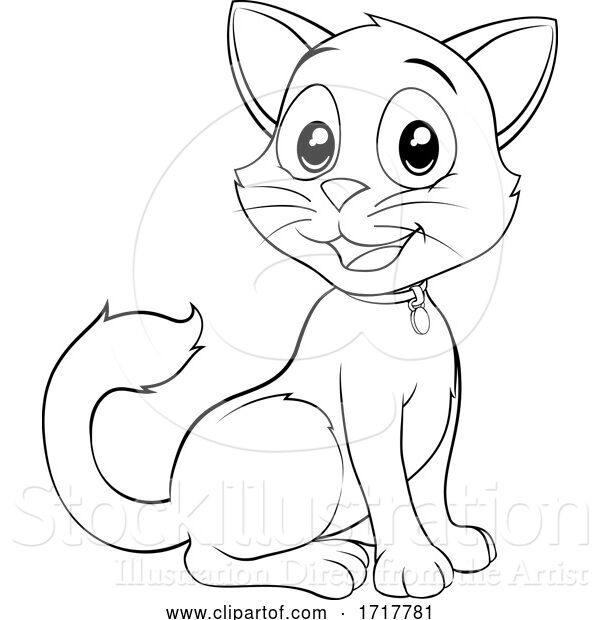 Vector Illustration of Black and White Cat