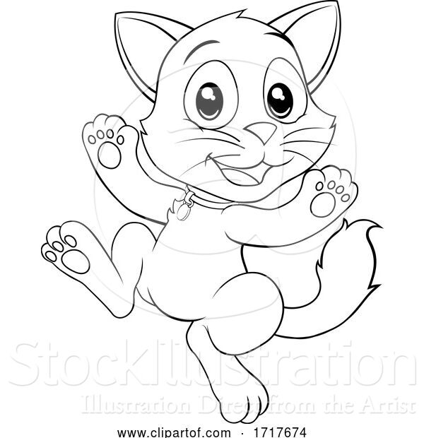 Vector Illustration of Black and White Cat