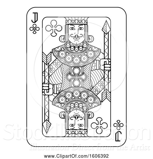 Vector Illustration of Black and White Jack of Clubs Playing Card