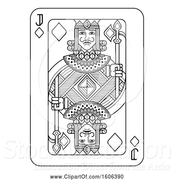 Vector Illustration of Black and White Jack of Diamonds Playing Card