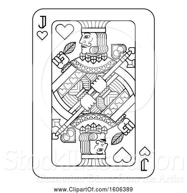 Vector Illustration of Black and White Jack of Hearts Playing Card