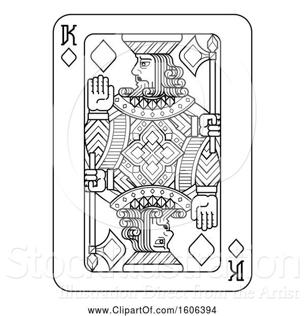 Vector Illustration of Black and White King of Diamonds Playing Card