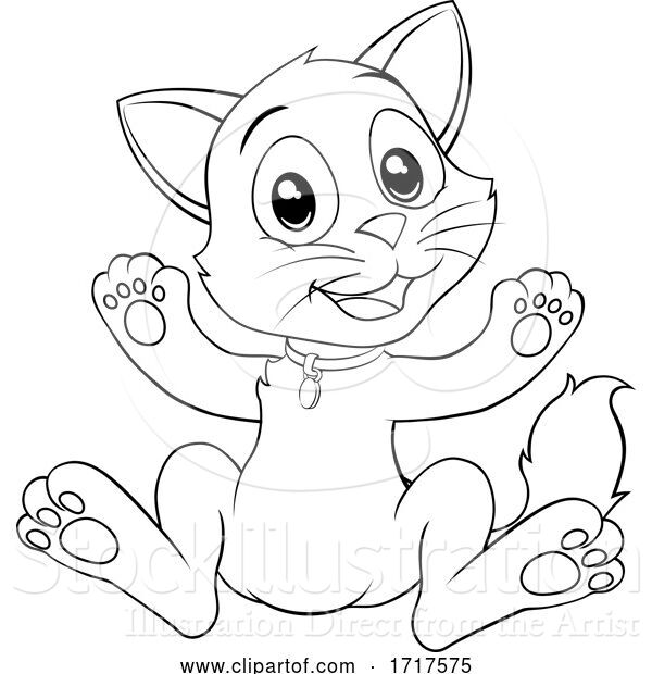 Vector Illustration of Black and White Kitty Cat