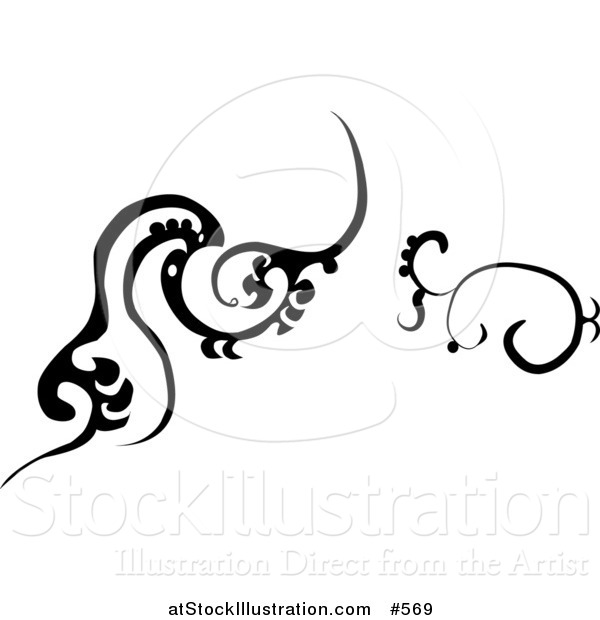 Vector Illustration of Black and White Swirl Designs