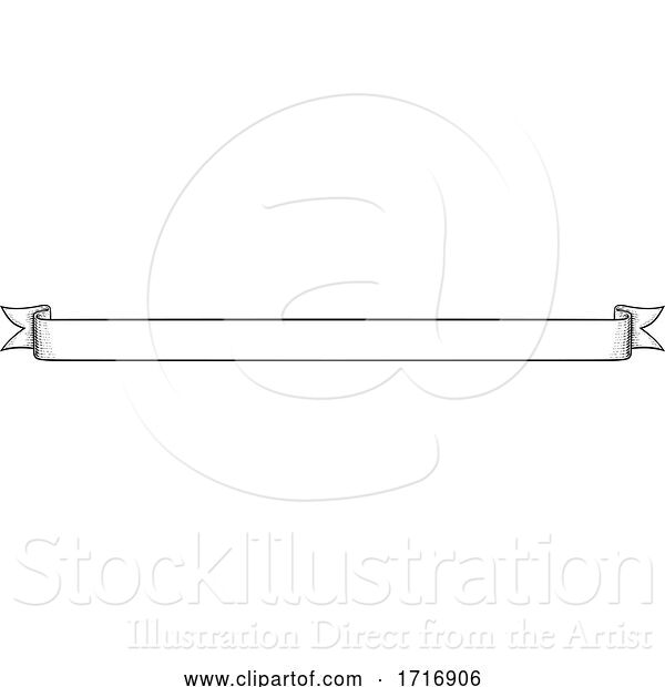 Vector Illustration of Black and White Vintage Ribbon Scroll Banner