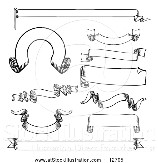 Vector Illustration of Black Banner Design Elements