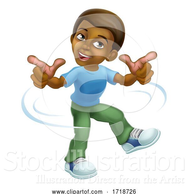 Vector Illustration of Black Boy Kid Children Dancing