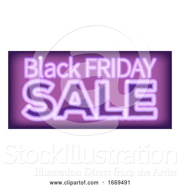 Vector Illustration of Black Friday Sale Purple Neon Sign