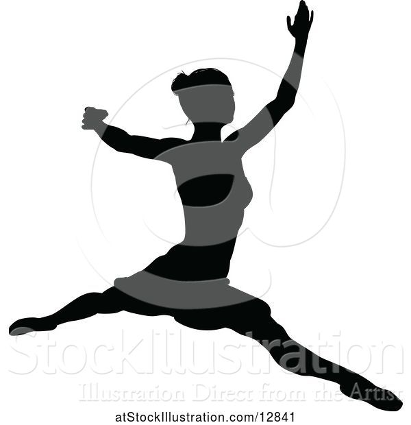 Vector Illustration of Black Silhouetted Ballerina Dancing