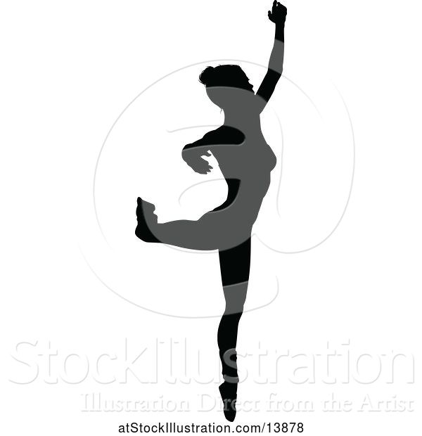 Vector Illustration of Black Silhouetted Ballerina Dancing