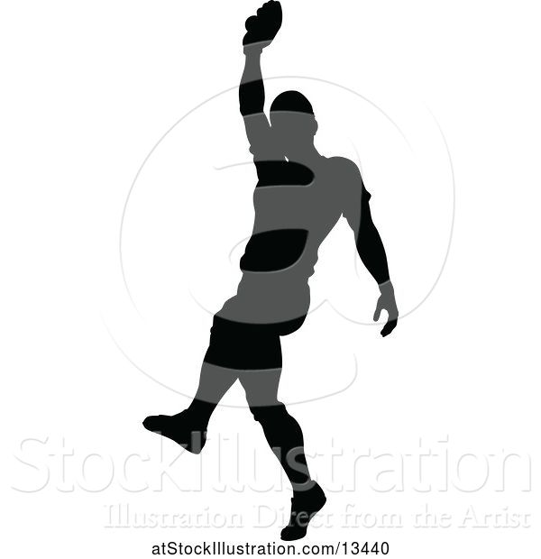 Vector Illustration of Black Silhouetted Baseball Player