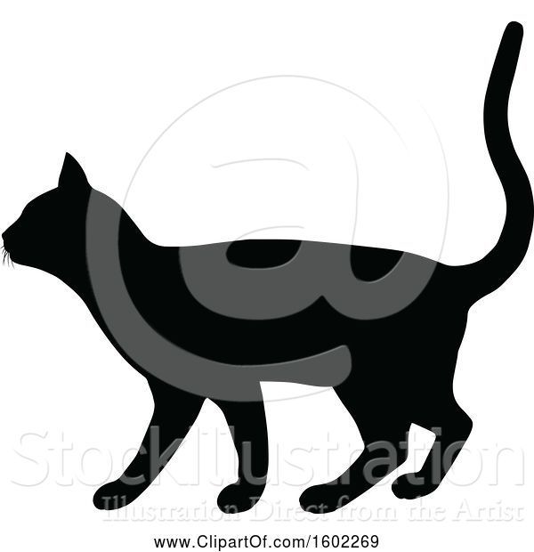 Vector Illustration of Black Silhouetted Cat