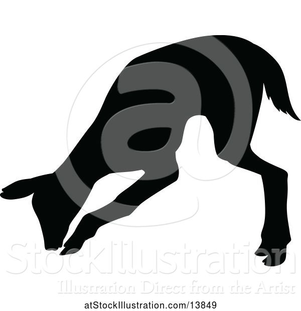 Vector Illustration of Black Silhouetted Deer Fawn