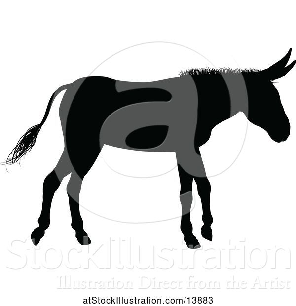 Vector Illustration of Black Silhouetted Donkey