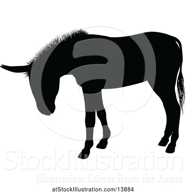 Vector Illustration of Black Silhouetted Donkey