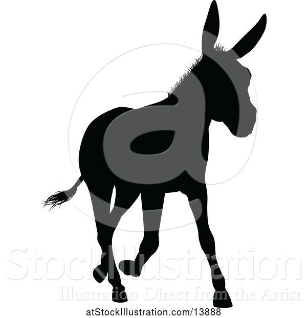 Vector Illustration of Black Silhouetted Donkey