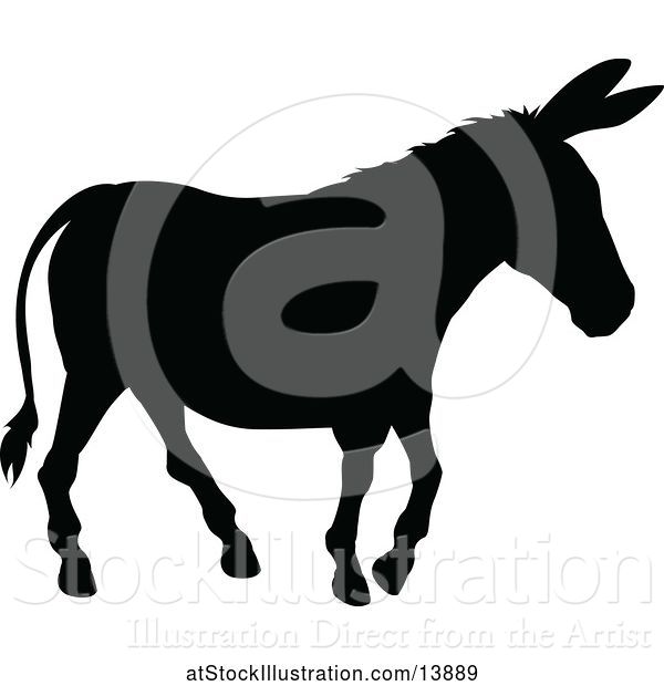 Vector Illustration of Black Silhouetted Donkey