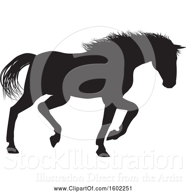 Vector Illustration of Black Silhouetted Horse