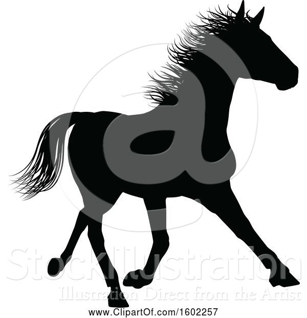 Vector Illustration of Black Silhouetted Horse