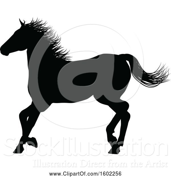 Vector Illustration of Black Silhouetted Horse