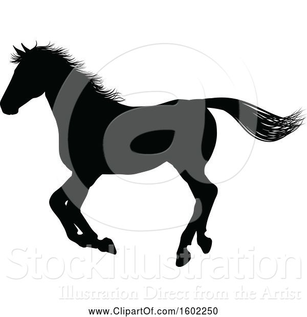 Vector Illustration of Black Silhouetted Horse