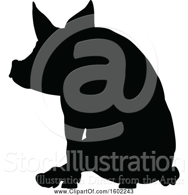 Vector Illustration of Black Silhouetted Pig