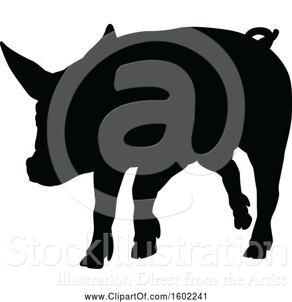 Vector Illustration of Black Silhouetted Pig