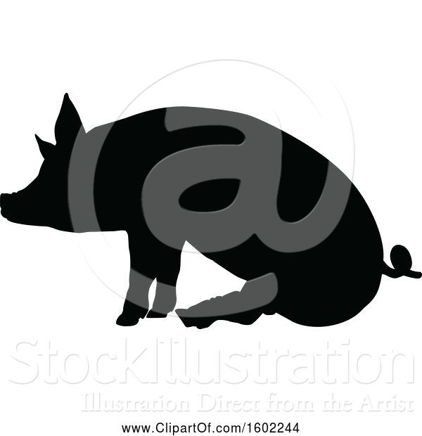 Vector Illustration of Black Silhouetted Pig