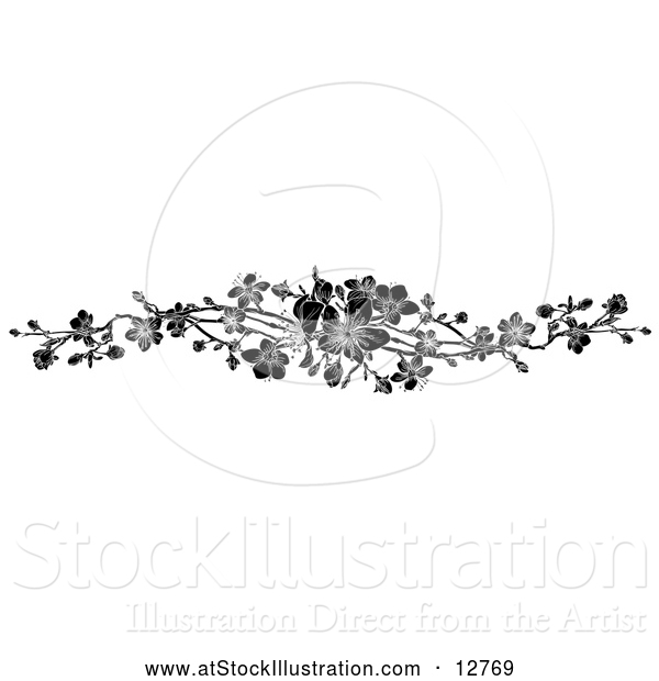 Vector Illustration of Black Spring Blossom Design Element