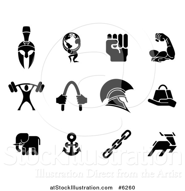 Vector Illustration of Black Strength Icons