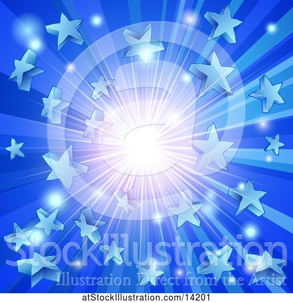 Vector Illustration of Blue Star Burst Background